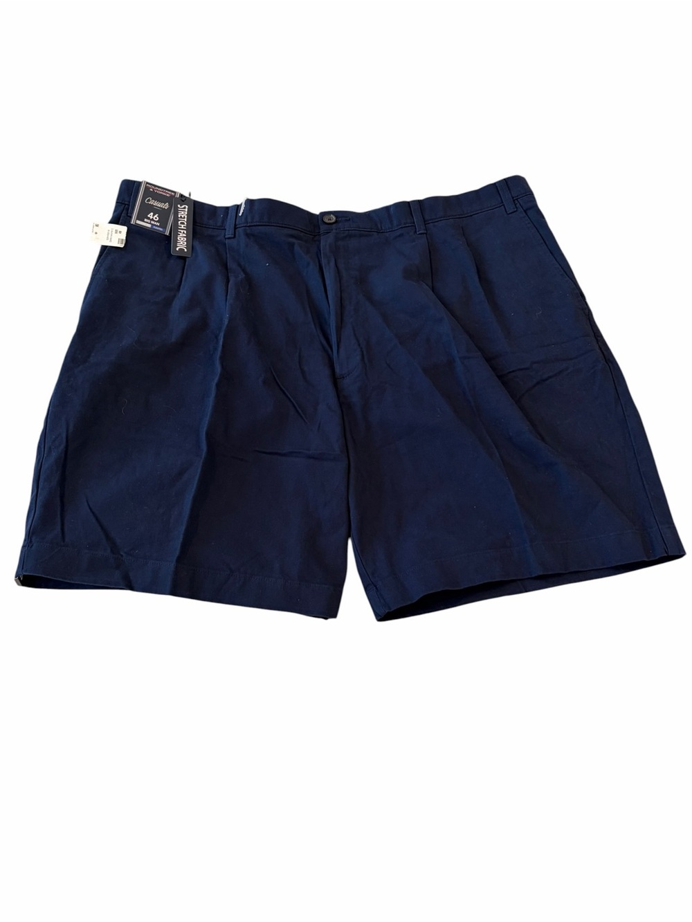 Roundtree & Yorke Casuals Pleated Stretch Fabric Navy Chino Shorts 46 NWT